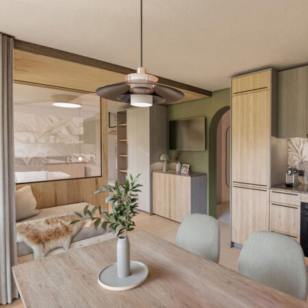 Visualisierung. Hotelzimmer carpe solem ZOE Kaprun in Salzburg.