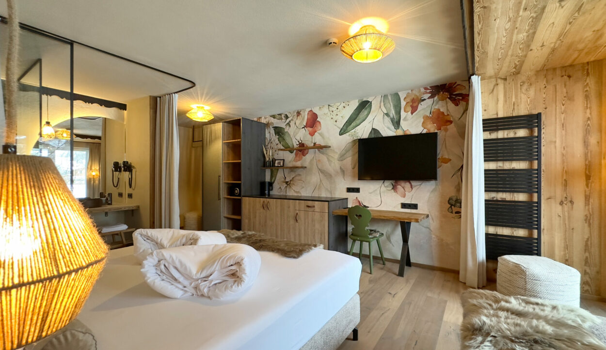 Boutiqueresort carpe solem Kaprun. Innenansicht Visualisierung Hotelzimmer.